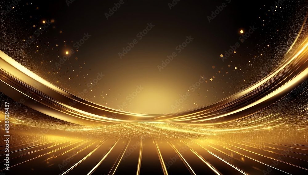 Obraz premium Gold luxury abstract background that shines and sparkles forming waves or lines together. Wallpapers