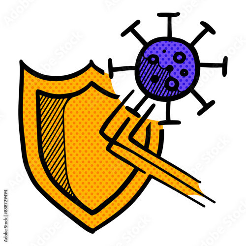 Hand drawn herd immunity concept icon halftone color vector illustration