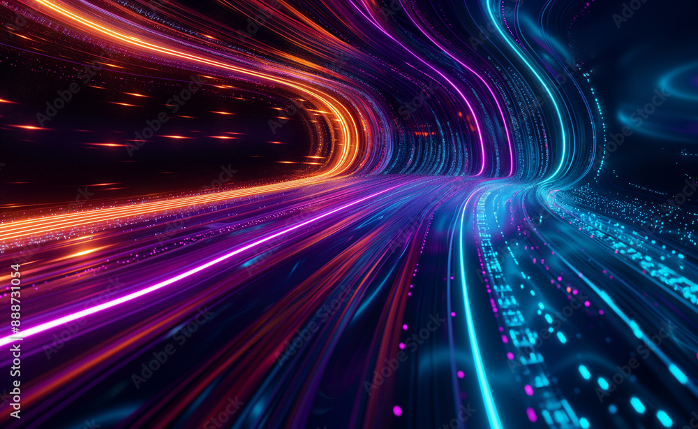 Abstract image of colorful light streaks and particles, creating a sense of speed and motion. Abstract image of colorful light streaks and particles, creating a sense of speed and motion.