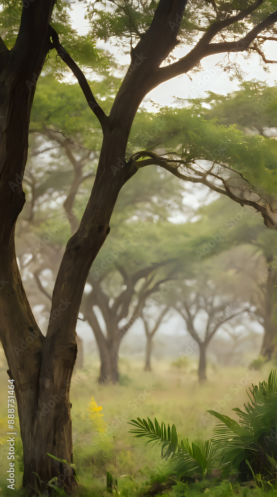 a giraffe standing in the middle of a field with trees a giraffe standing in the middle of a field with trees