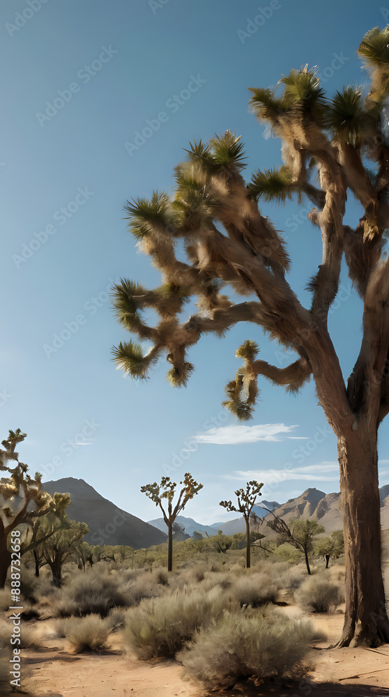 joshua trees in the desert with mountains in the background joshua trees in the desert with mountains in the background