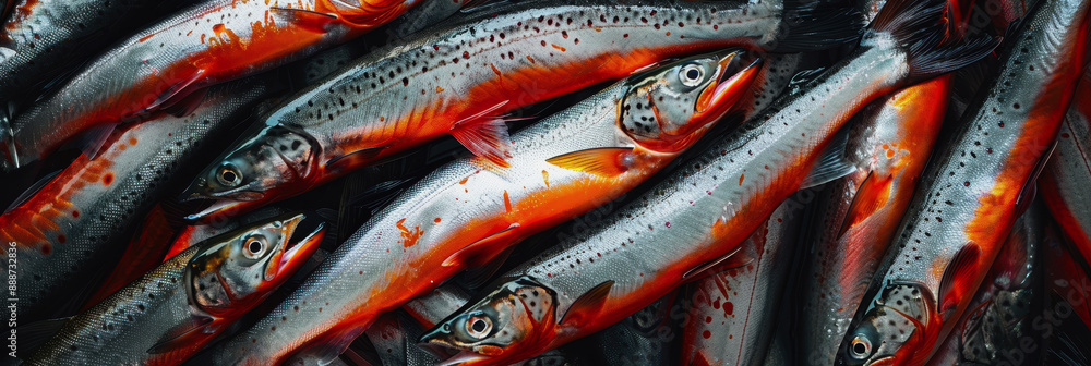 Fototapeta premium The herring Festival in Finland. a big catch of herring.Lots of fish