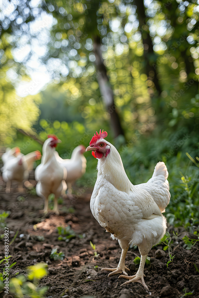 Broiler chicken in an outdoor poultry farm Broiler chicken in an outdoor poultry farm