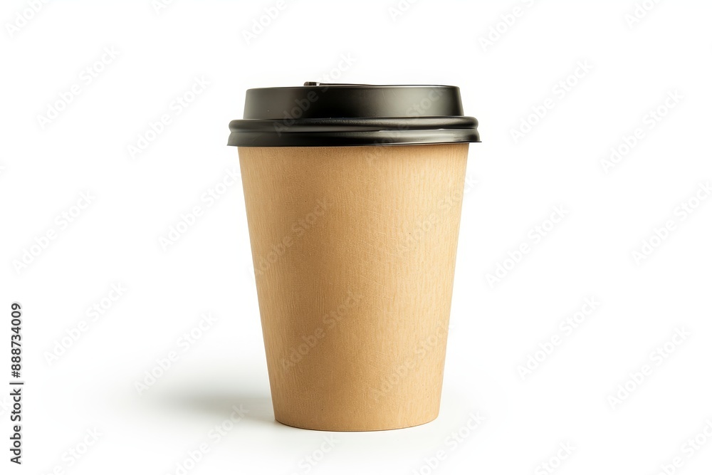 White background isolate blank Kraft coffee cup White background isolate blank Kraft coffee cup