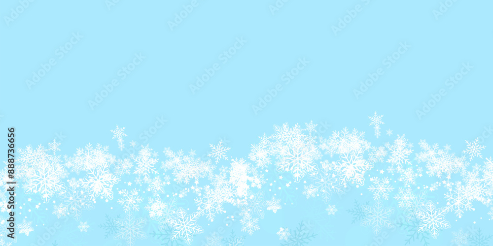 Random falling snow flakes wallpaper. Snowfall dust freeze granules. Snowfall sky white teal blue background. Many snowflakes vector. Snow nature scenery. Random falling snow flakes wallpaper. Snowfall dust freeze granules. Snowfall sky white teal blue background. Many snowflakes vector. Snow nature scenery.