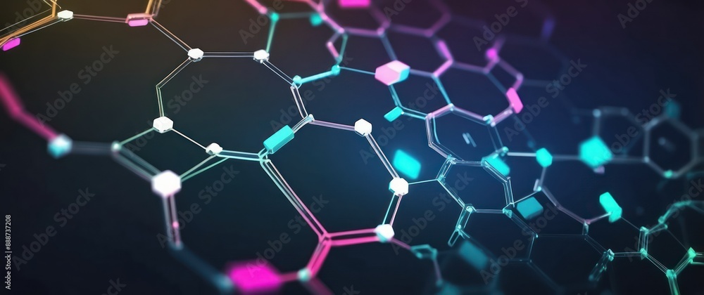 A vibrant digital illustration with colorful hexagons and connecting lines, representing technological networks and futuristic concepts A vibrant digital illustration with colorful hexagons and connecting lines, representing technological networks and futuristic concepts