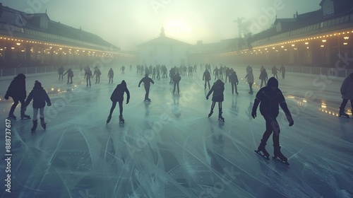 47. Halloween Day: Phantom ice rink, misty surface, ghostly skaters