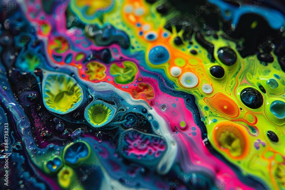 Obraz premium Abstract digital artwork with vibrant and swirling patterns dynamic and imaginative design modern and striking visual impact playful and lively atmosphere