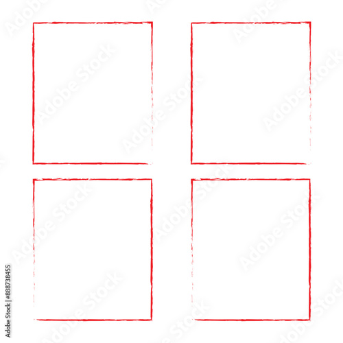 Set of red brush painted ink stamp frames with place for your design element. Vector illustration. Eps 