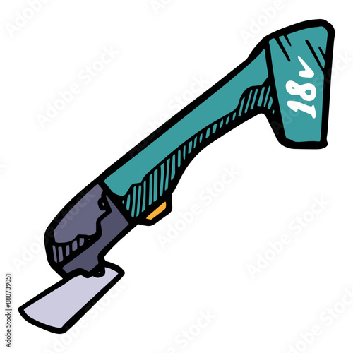 electric oscillating icon hand drawn color vector illustration woodworking tool