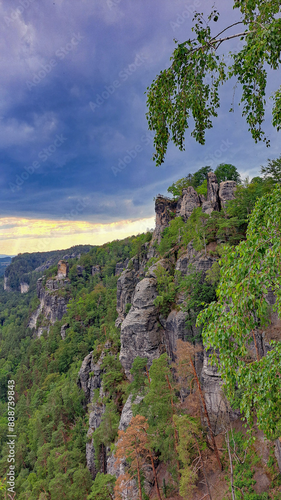 Naklejka premium Saxon Switzerland – the name of the German part of the Elbe Mountains located on both banks of the Elbe River, southeast of Dresden.
