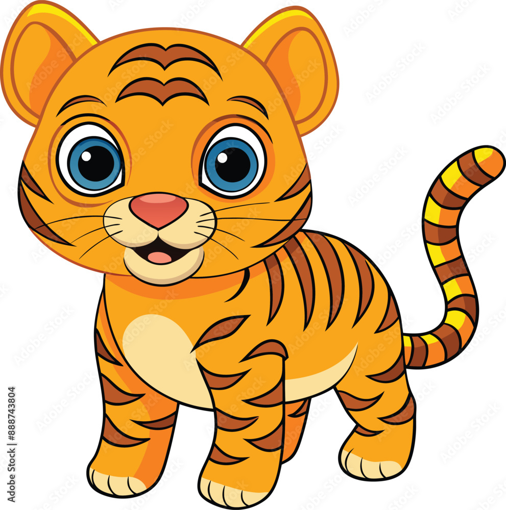 Cute Baby Tiger vector illustration. Tiger sticker, icon, logo. Animal Nature Icon Concept Isolated Premium Vector. Flat Cartoon Style. Cute Baby Tiger vector illustration. Tiger sticker, icon, logo. Animal Nature Icon Concept Isolated Premium Vector. Flat Cartoon Style.
