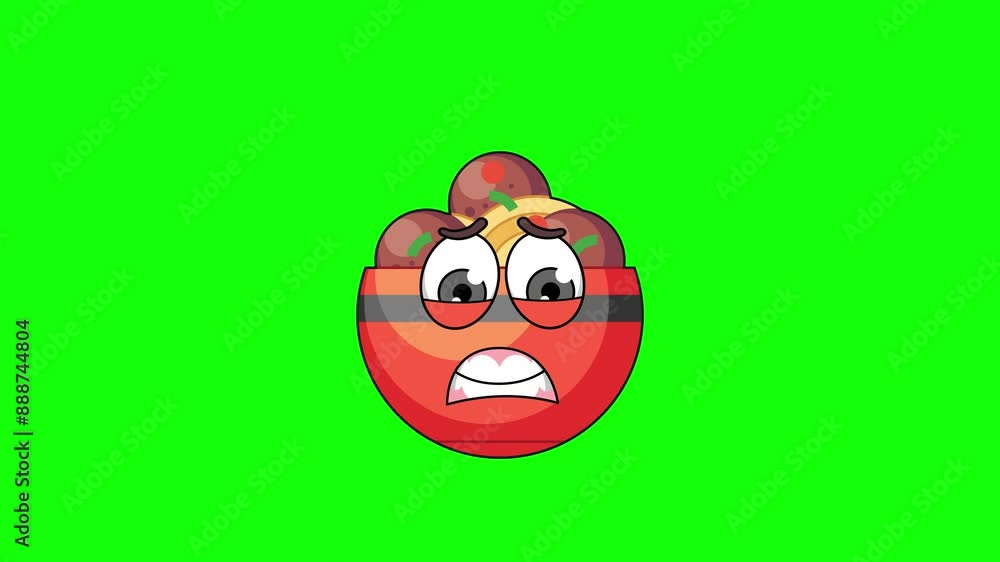 meatball bowl cartoon with a face screaming in fear, emoji emoticon animation meatball bowl cartoon with a face screaming in fear, emoji emoticon animation