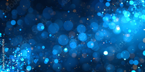 An abstract digital technology background with a dark blue design, featuring glowing dots creating a network pattern effect. 3D Rendering