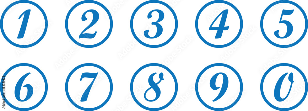 simple blue color bullet points stroke round number set from one to nine simple flat style the numbers on the blue circles are lined up simple blue color bullet points stroke round number set from one to nine simple flat style the numbers on the blue circles are lined up