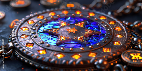 Wallpaper Mural Creative polygonal round banking hologram on blurry background. Digital transformation and finance concept. 3D Rendering. Torontodigital.ca