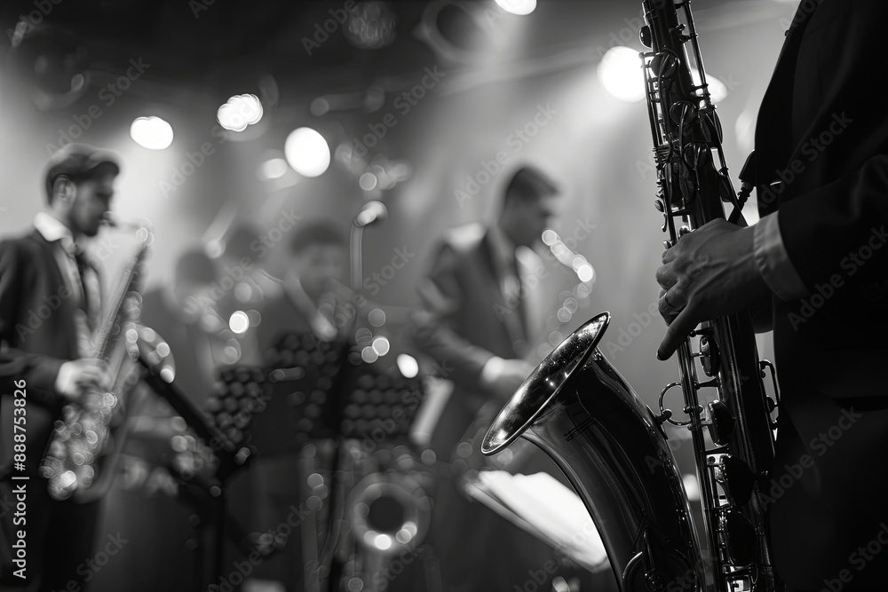 Obraz premium Jazz band playing on stage