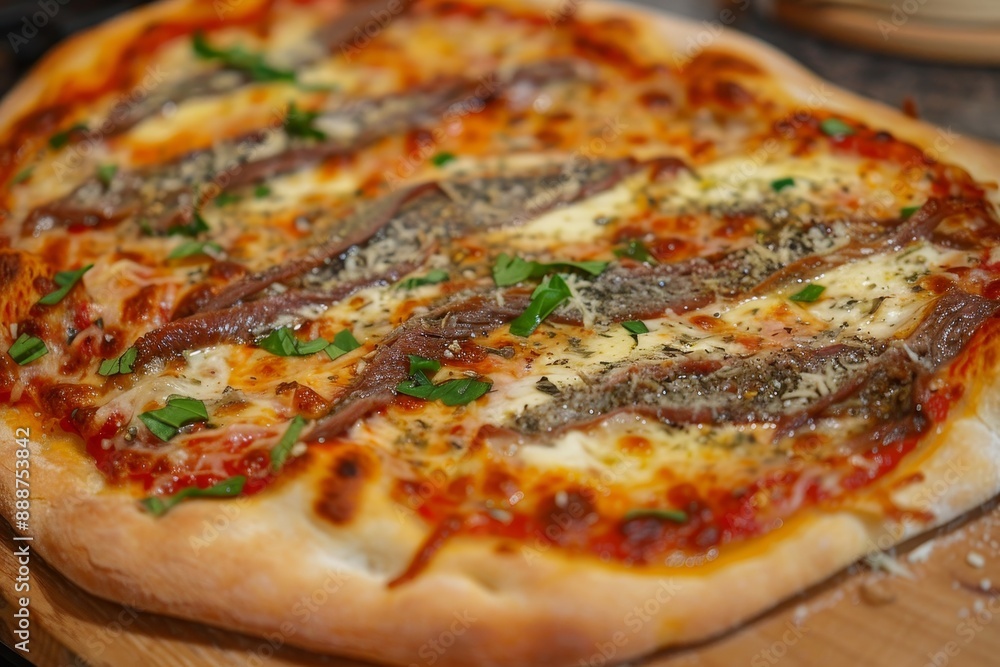 Pizza with salty fish toppings Pizza with salty fish toppings
