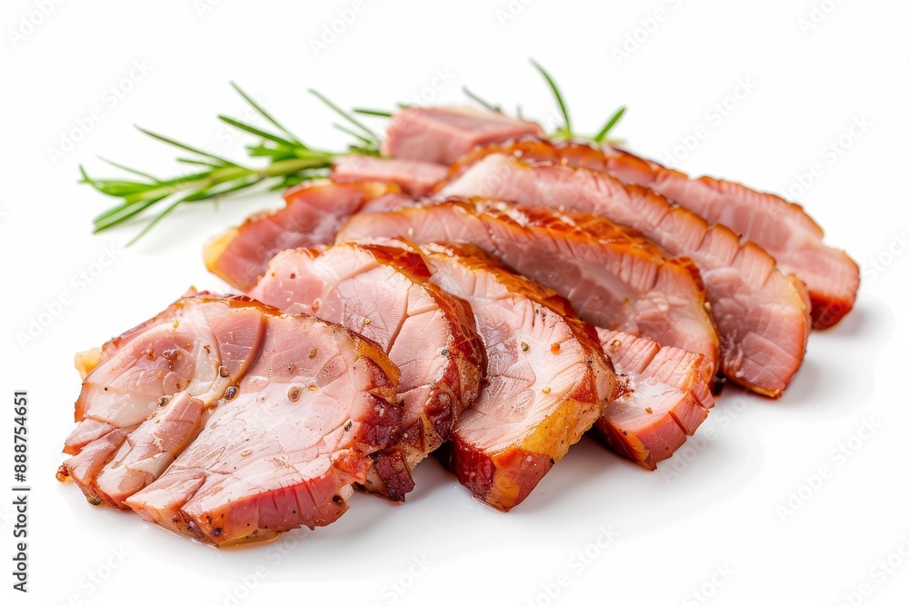 Pork slices on white background Pork slices on white background