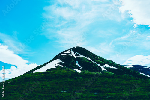 Mountain top from the Norwegian Scenic Route of the Aurlandsfjellet Mountains in June. photo