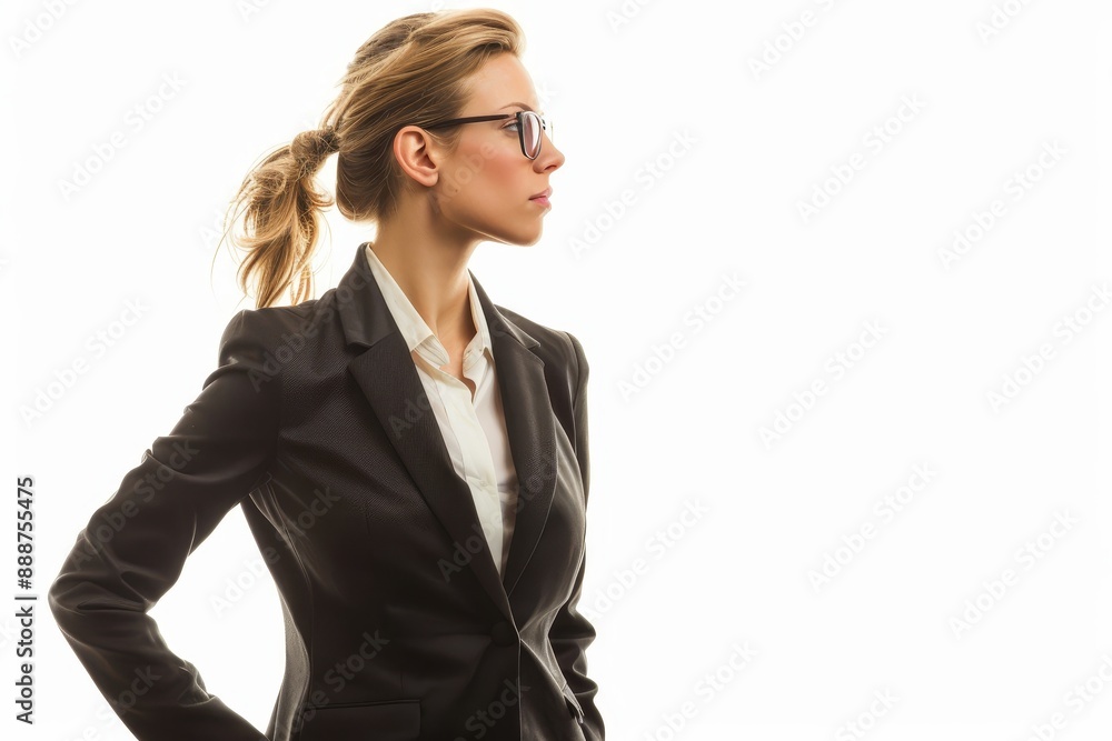 Professional female executive White background Professional female executive White background