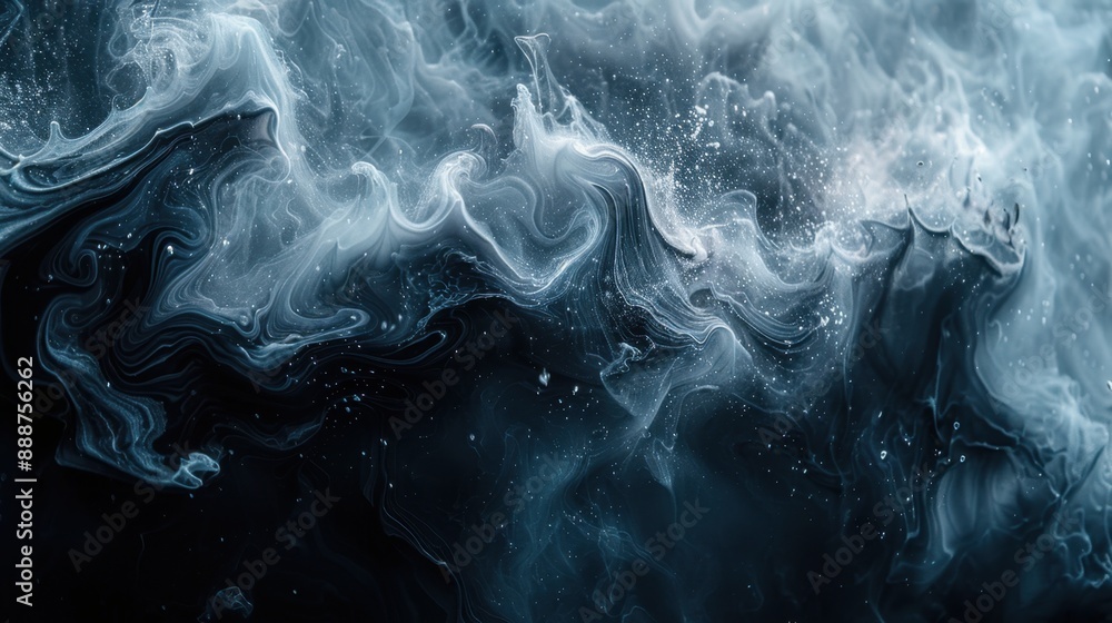 Inky swirls spreading through water, with dark, fluid shapes creating a ...