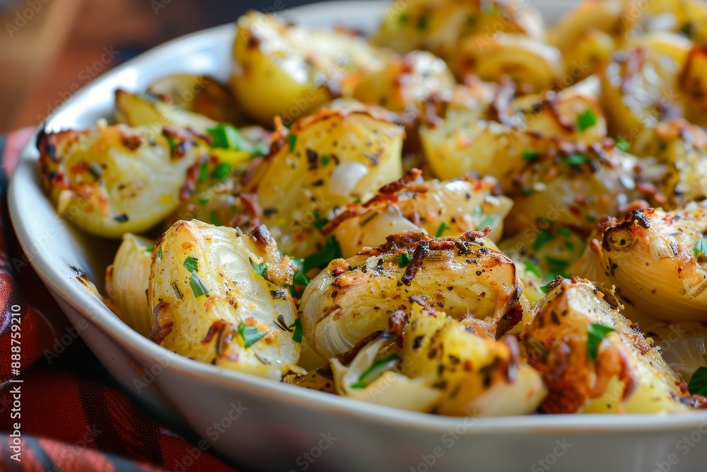 Roasted Jerusalem artichokes with garlic and cheese