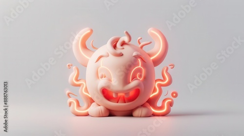 Adorable clay Demon, Accountant full body Neon color 3D clay icon, Blender 3D, white background with subtle gradients, kawai photo