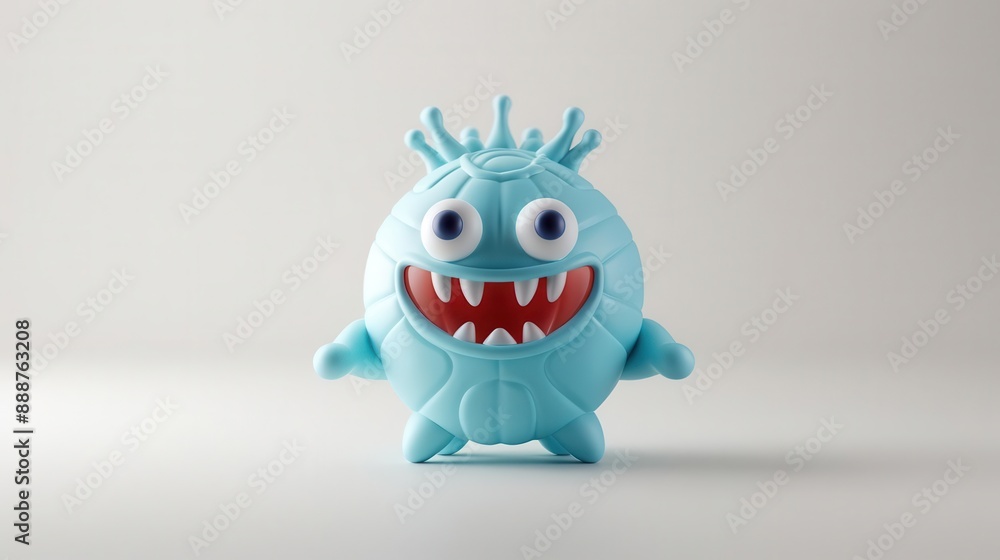 Obraz premium Adorable clay Monster, Basketball full body pastels color 3D clay icon, Blender 3D, white background with subtle gradients, kawai
