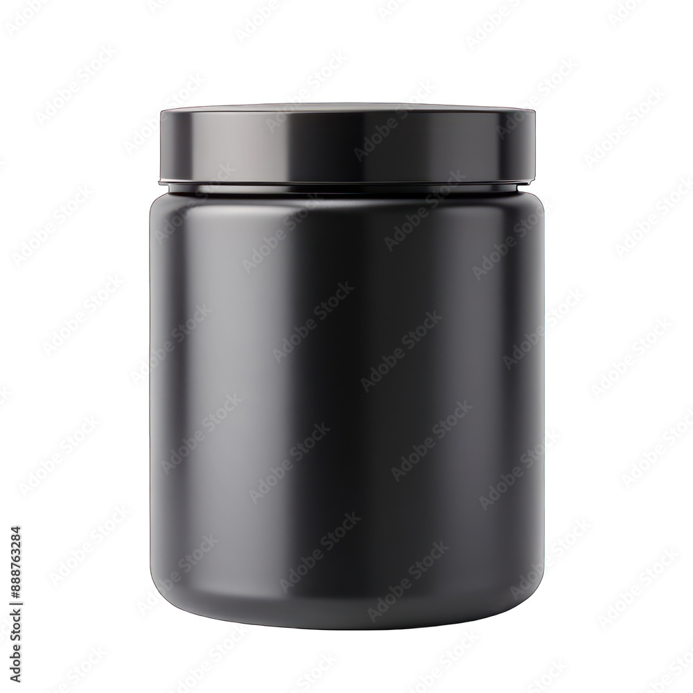 Blank black jar mockup isolated on transparent background Blank black jar mockup isolated on transparent background