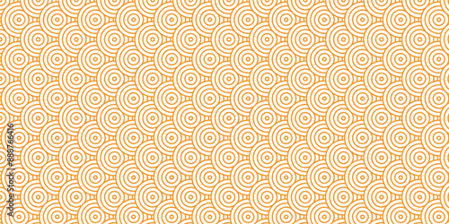 Overlapping abstract traditional geometric creative wave circle minimal lapping textile round vector texture. orange an brown fabric lapping element repeat swirl geometrical background.
