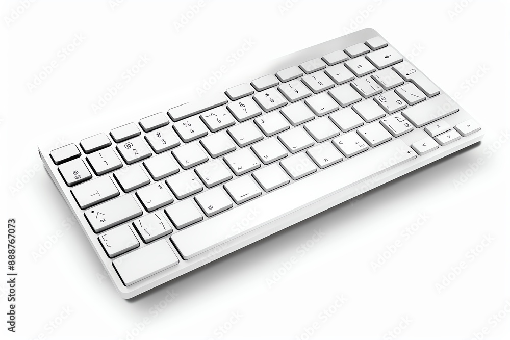 Sleek white wireless keyboard on white background, perfect for modern workspaces and tech setups, enhancing productivity with style and functionality. Sleek white wireless keyboard on white background, perfect for modern workspaces and tech setups, enhancing productivity with style and functionality.