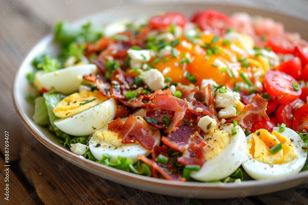Tasty American cobb salad with boiled egg Tasty American cobb salad with boiled egg