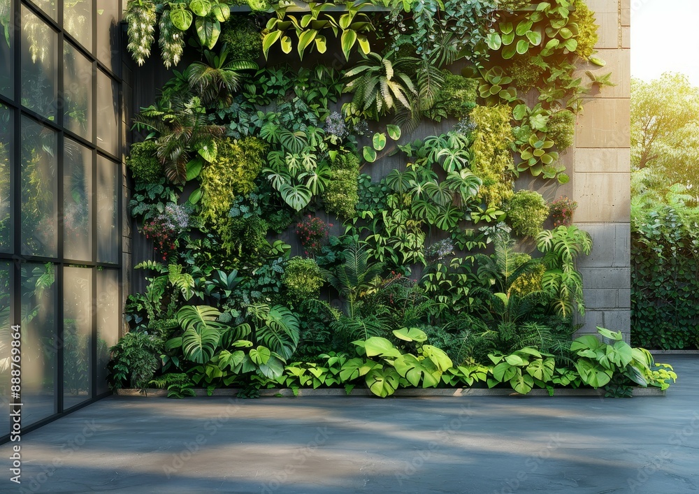 Fototapeta premium Lush Indoor Garden with Variety of Plants