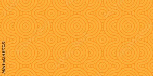 Overlapping abstract traditional geometric creative wave circle minimal lapping textile round vector texture. orange an brown fabric lapping element repeat swirl geometrical background.