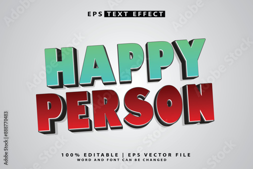 happy person text effect in 3d effect