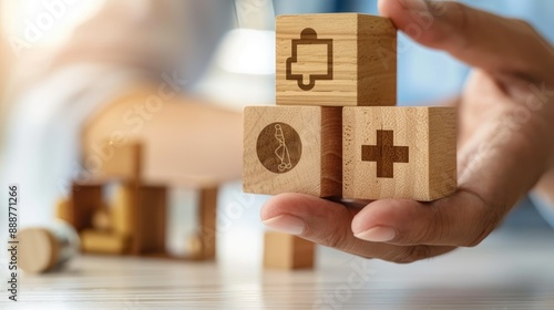 Wooden Blocks With Medical Symbols