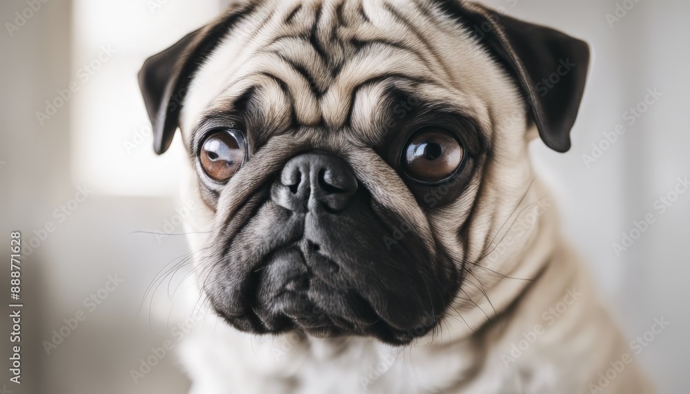 Obraz premium Pug close up on white background