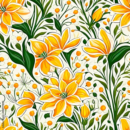 Seamless Pattern Various Flowers for wallpaper, wrapping paper, printable decoration