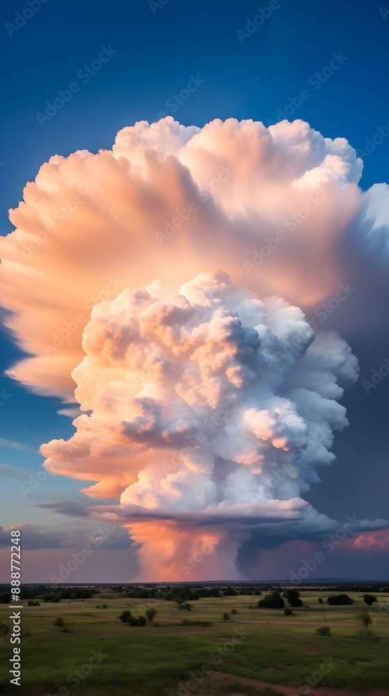 Dramatic Portrait of towering Cumulonimbus Clouds Against a Deep Blue Sky - The Power and Majesty of Nature Unveiled Dramatic Portrait of towering Cumulonimbus Clouds Against a Deep Blue Sky - The Power and Majesty of Nature Unveiled