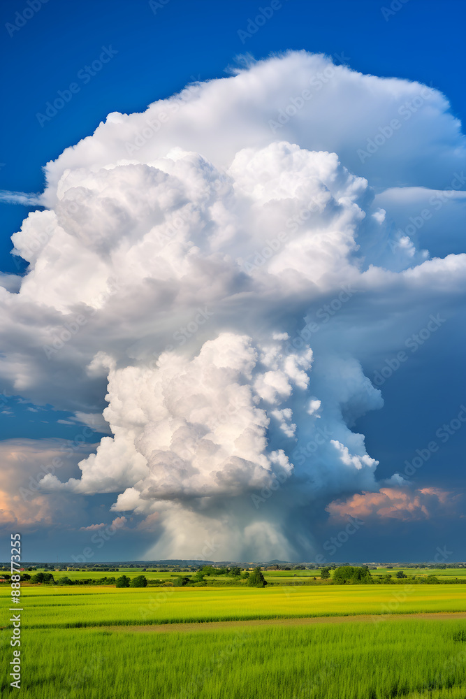 Dramatic Portrait of towering Cumulonimbus Clouds Against a Deep Blue Sky - The Power and Majesty of Nature Unveiled Dramatic Portrait of towering Cumulonimbus Clouds Against a Deep Blue Sky - The Power and Majesty of Nature Unveiled