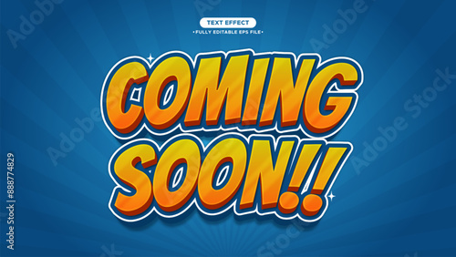 Coming Soon 3D Cartoon Style Vector Editable Text Effect