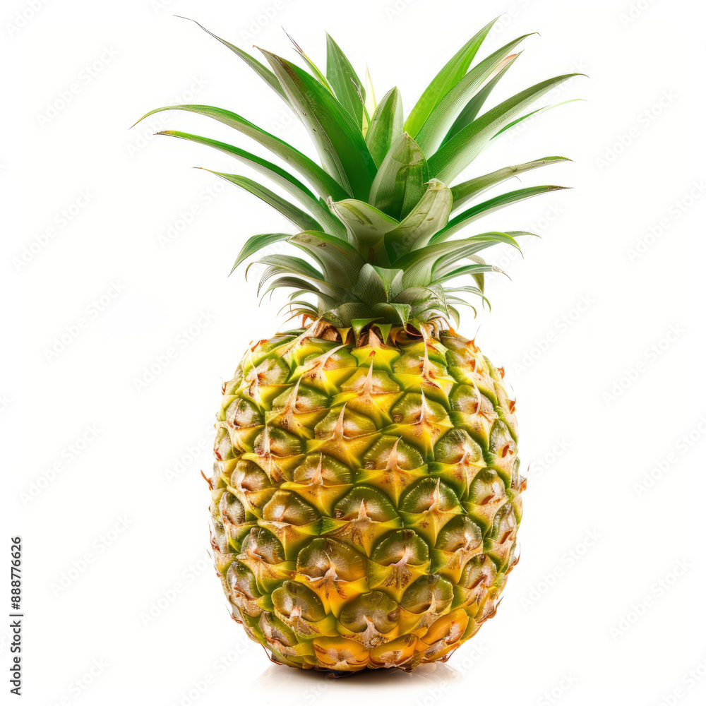 Fresh Pineapple Standing Tall with Vibrant Leaves on white background Fresh Pineapple Standing Tall with Vibrant Leaves on white background