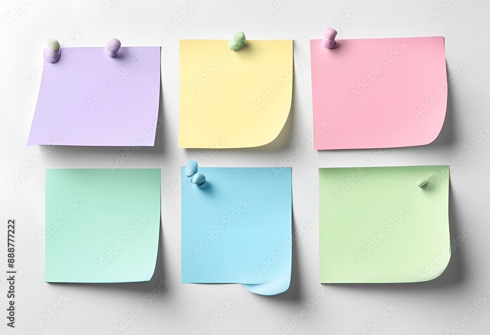 Set of three pastel-colored sticky notes isolated on white background. Perfect for office supplies, note-taking, organization, and school stationery essentials. High-quality adhesive notes Set of three pastel-colored sticky notes isolated on white background. Perfect for office supplies, note-taking, organization, and school stationery essentials. High-quality adhesive notes