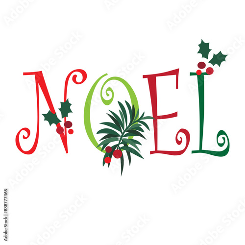christmas noel for christmas card, gift bag or box design
