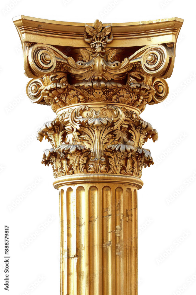 Golden Greek Column with Ornate Capital Golden Greek Column with Ornate Capital