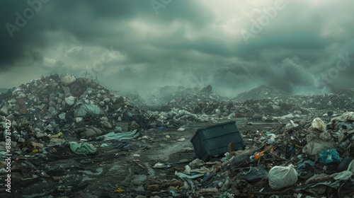 Garbage pile in trash dump or landfill Pollution concept photo
