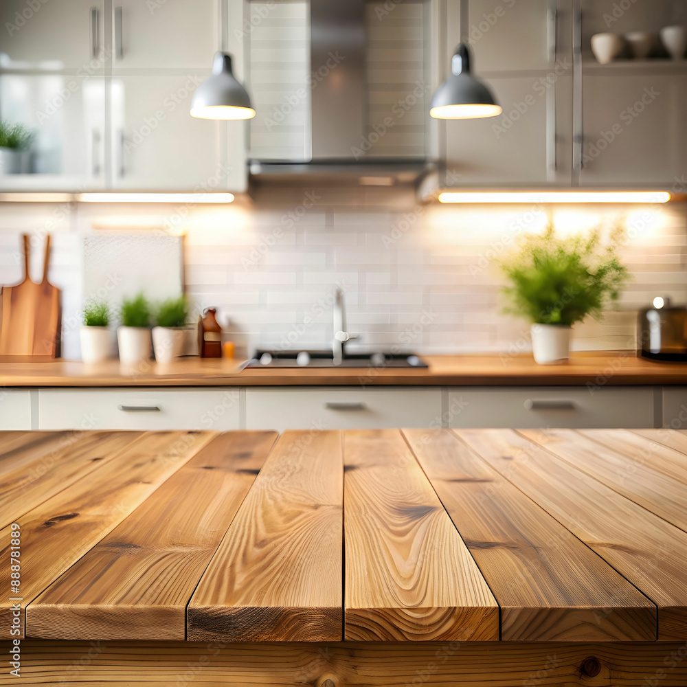 Kitchen counter top made of wood with window behind it and various kitchen appliances and utensils Kitchen counter top made of wood with window behind it and various kitchen appliances and utensils