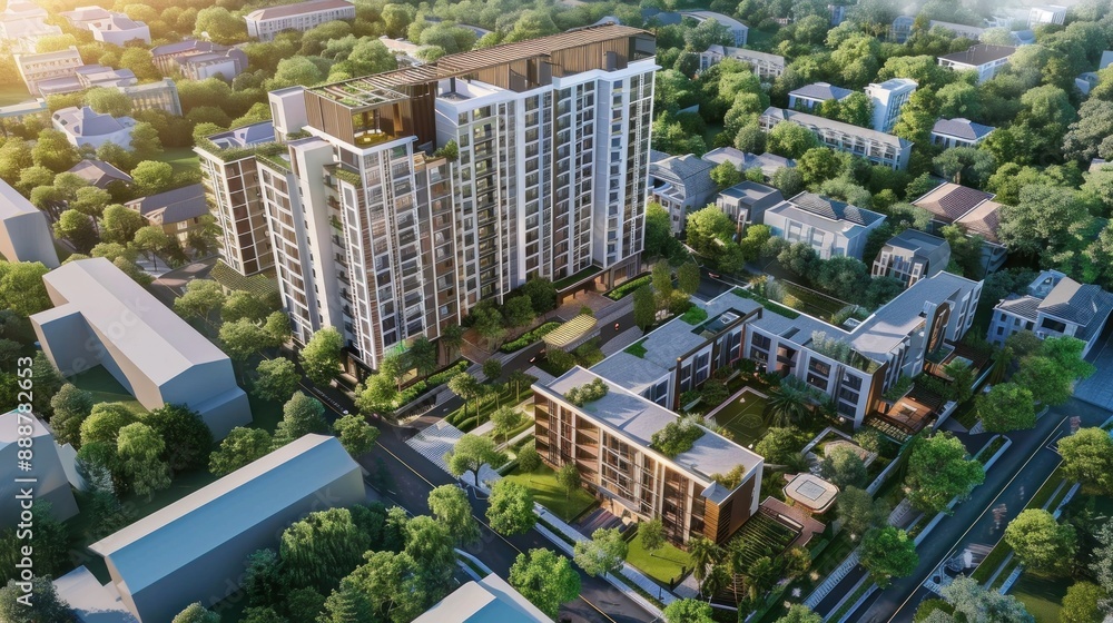 Modern Residential Complex Amidst Greenery Modern Residential Complex Amidst Greenery