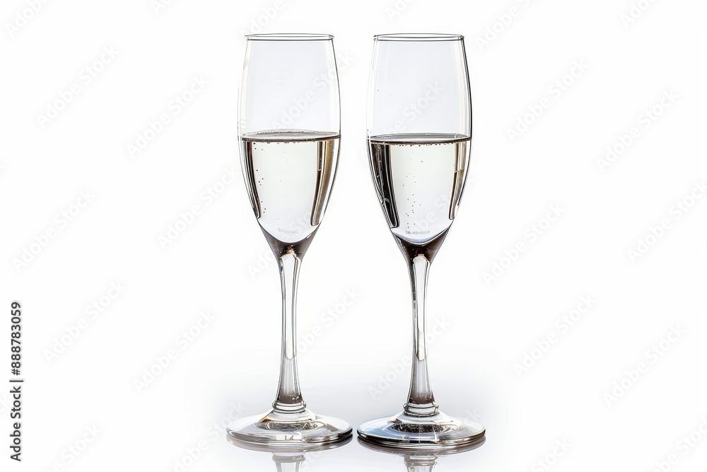 Two champagne glasses on white background Two champagne glasses on white background